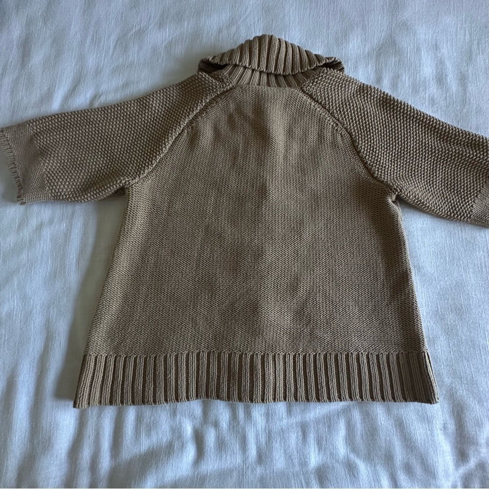 Chicos Sweater Womens 2 L Tan Chunky Cable Knit Short Sleeve Button Cardigan - Picture 7 of 9